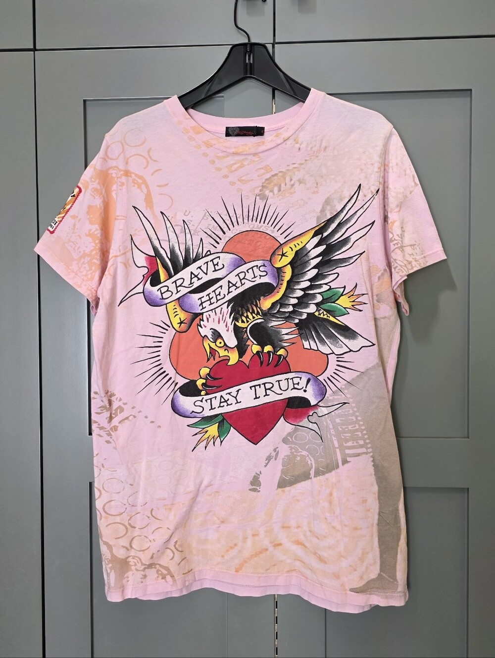Y2K Ed Hardy by Christian Audigier Women XL Skull Eagle Brave Hearts Streetwear